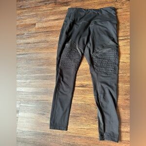 Large Zella Black Performance Leggings moto with Ribbed Stitching Nordstrom